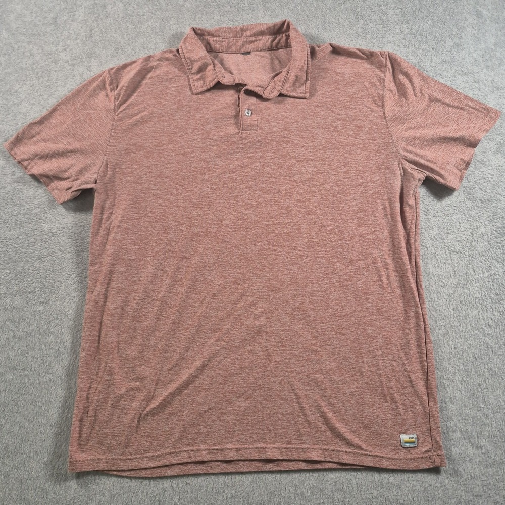 Vuori Men's Large L Strato Tech Polo Shirt Stretch Heathered Pink Performance